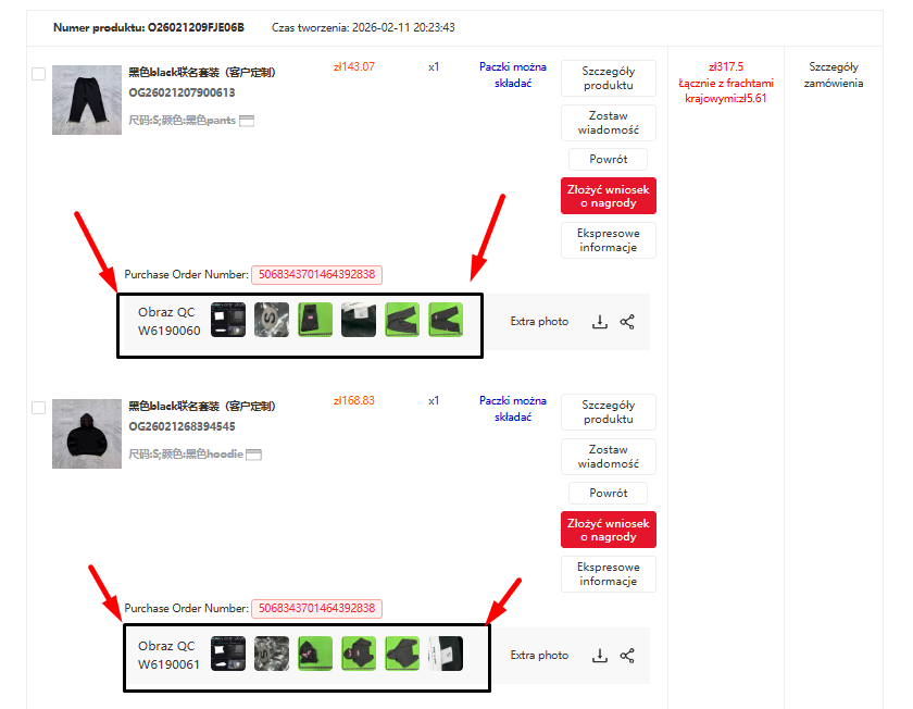 Kakobuy Itemy Zdjęcia QC